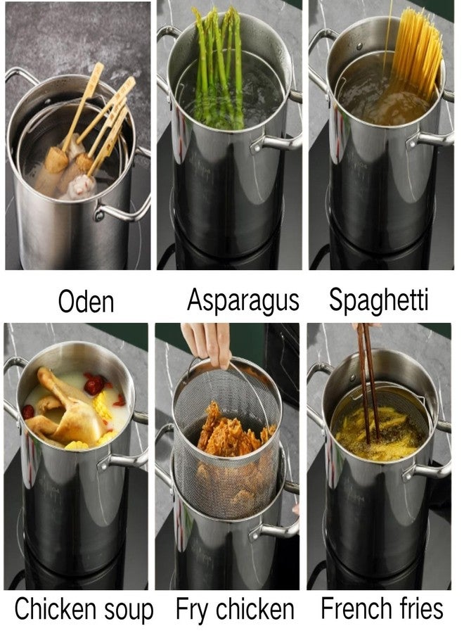 bangminda Asparagus Pot, 4 Quart Pasta Pot with Strainer Basket,Stainless Steel Steamer Cooker for Spaghetti, Boiled Eggs, Shrimp Deep Frying for French Fries - Image 2